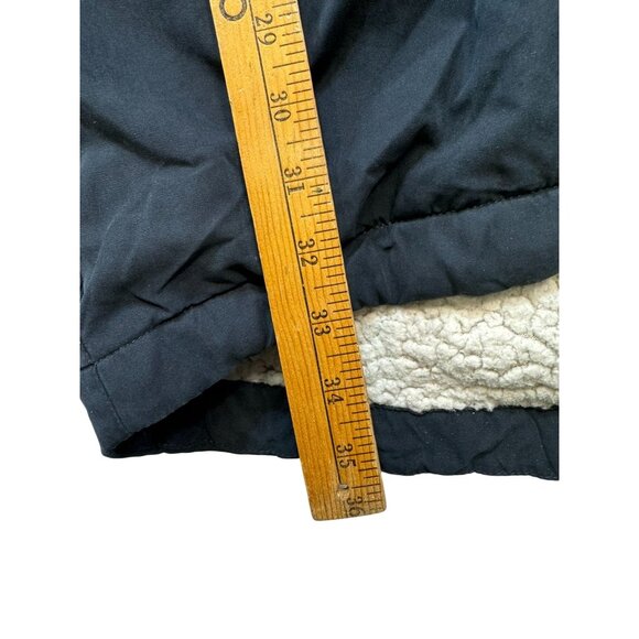 Abercrombie & Fitch Black Hooded Parka Coat Removable Faux Fur Trim Size M Faded - Picture 9 of 13